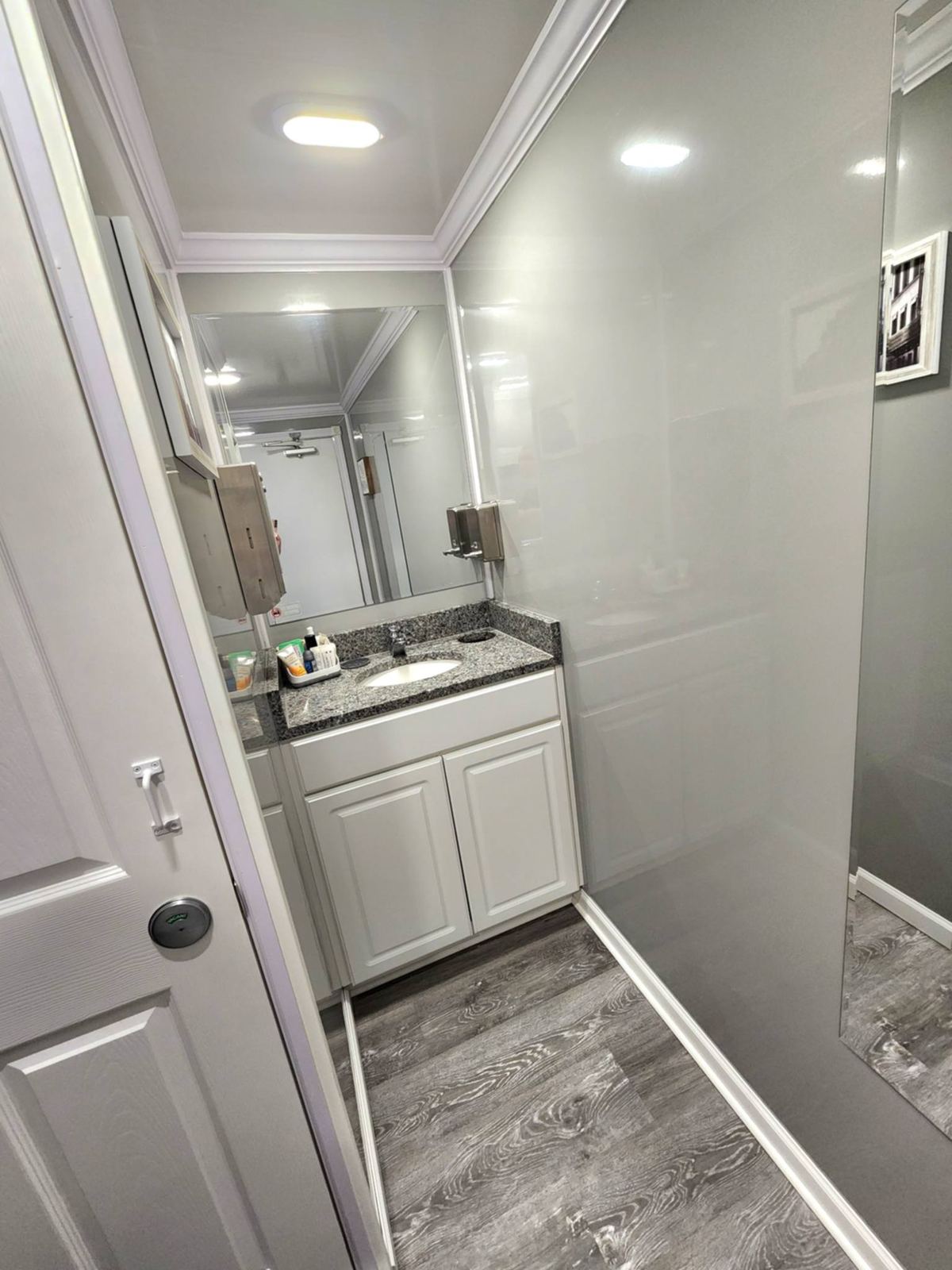 Interior of Royal Relief restroom trailer